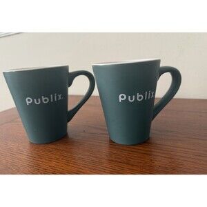 Publix Coffee Mug Green Matte With White Logo And White Interior 12 Oz. Set Of 2